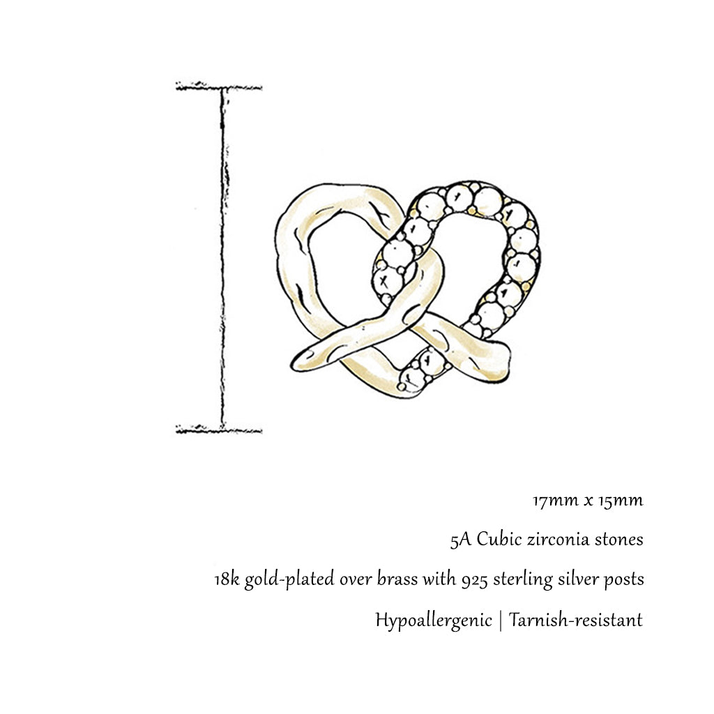Monde | Gold Heart Stud Earrings with Cubic Zirconia
