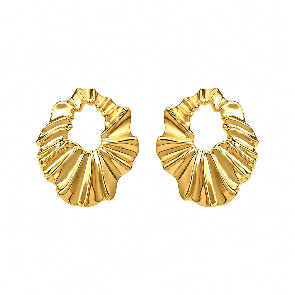 Lune | Gold Ruffle Stud Earrings