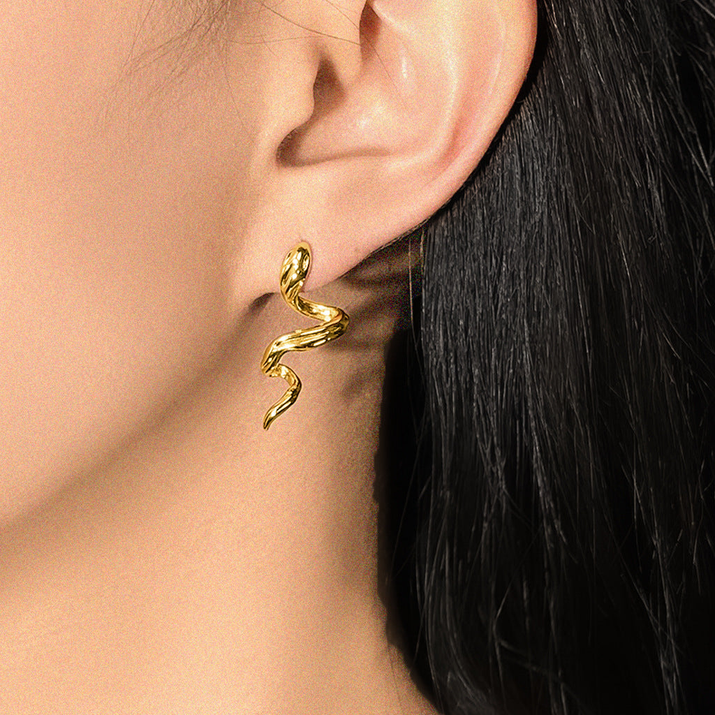 Shesha | Gold Snake Stud Earrings