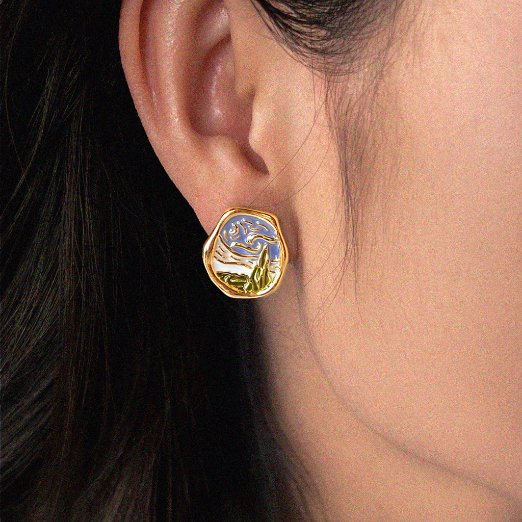 Nocturne | Van Gogh Starry Night Inspired Stud Earrings