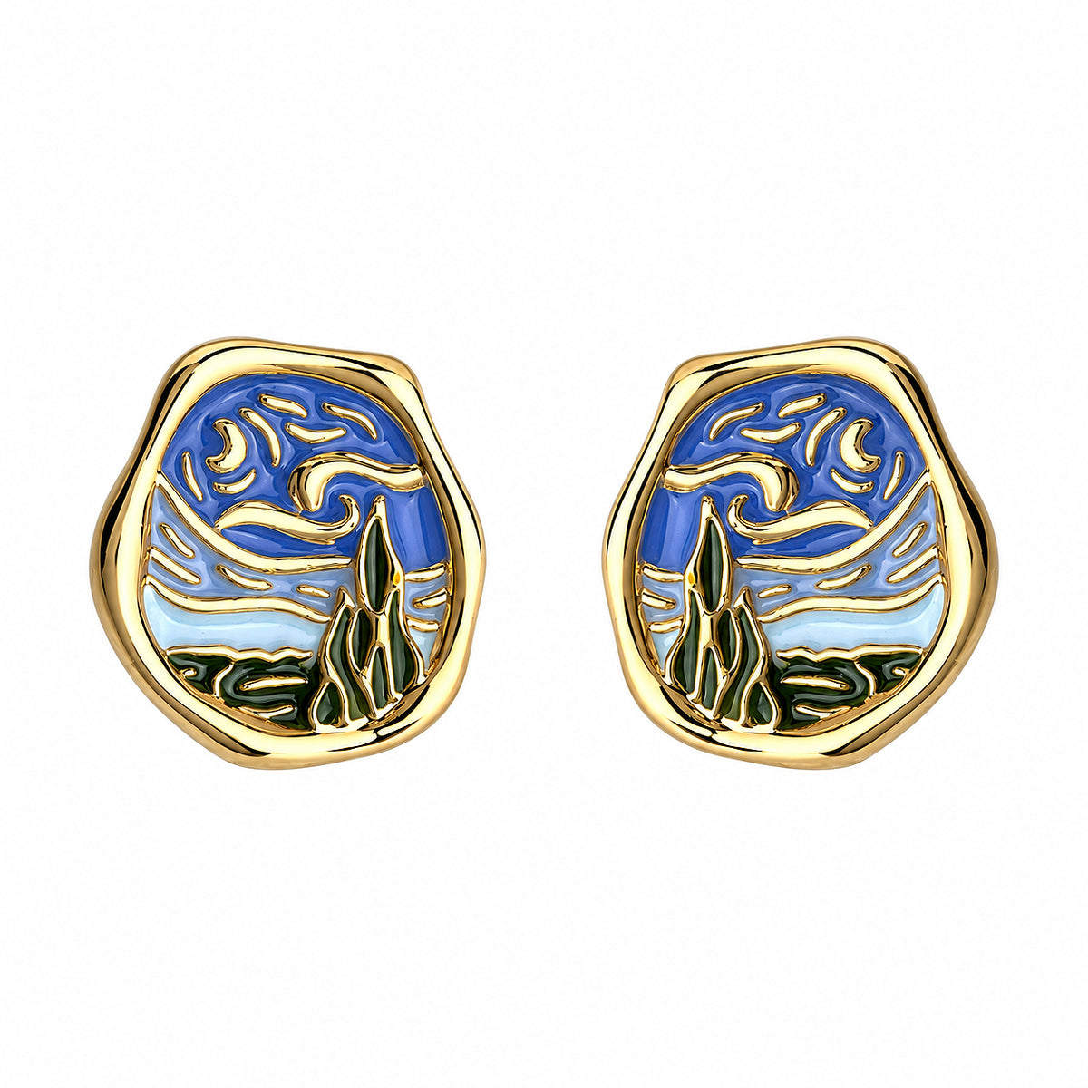 Nocturne | Van Gogh Starry Night Inspired Stud Earrings