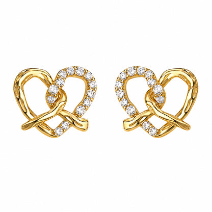 Monde | Gold Heart Stud Earrings with Cubic Zirconia