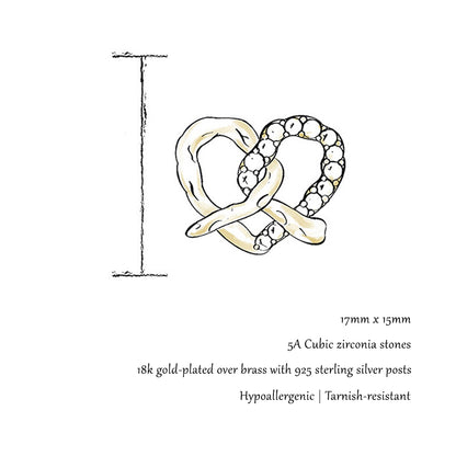 Monde | Gold Heart Stud Earrings with Cubic Zirconia