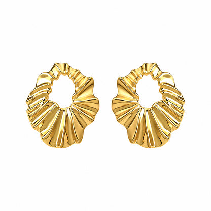 Lune | Gold Ruffle Stud Earrings