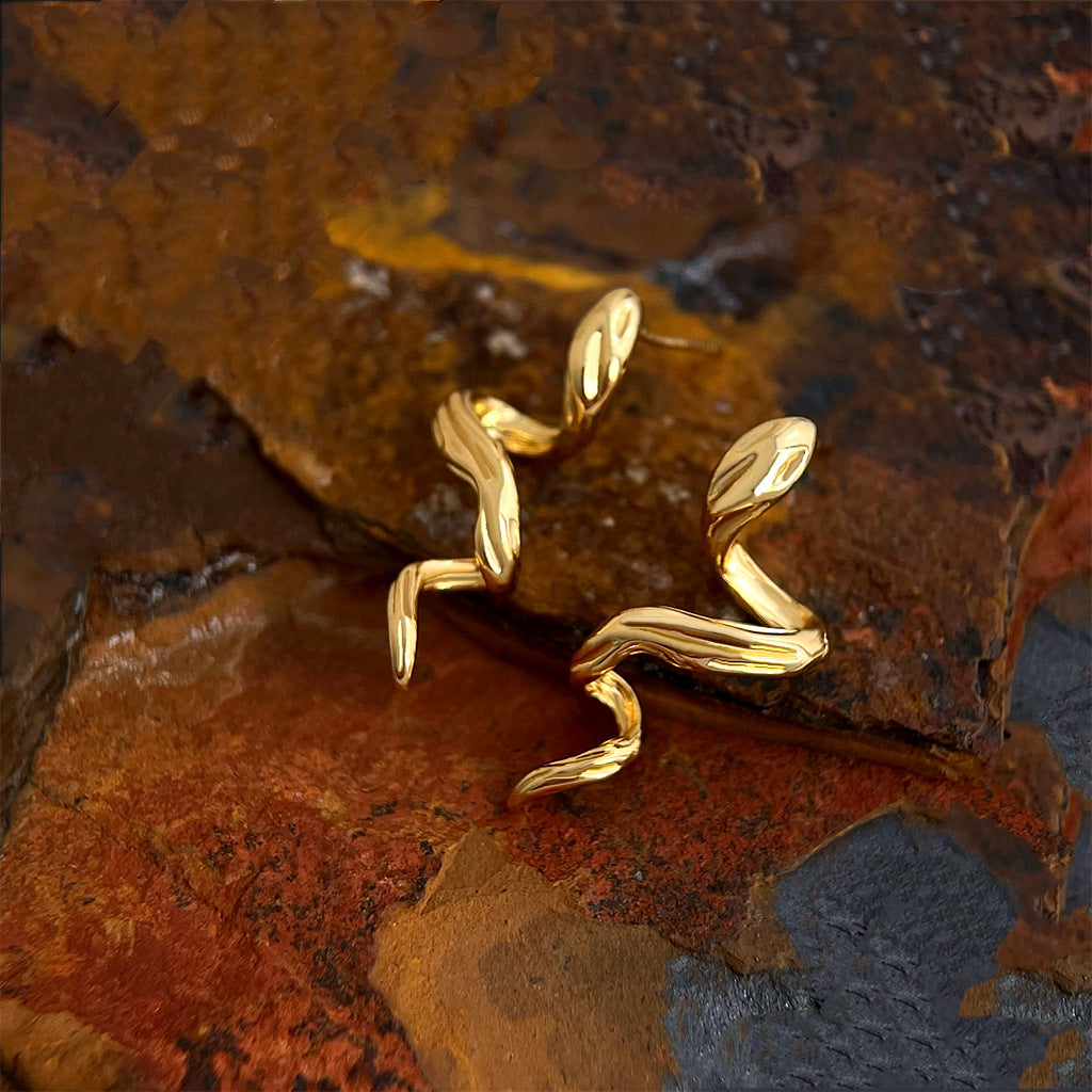 Shesha | Gold Snake Stud Earrings