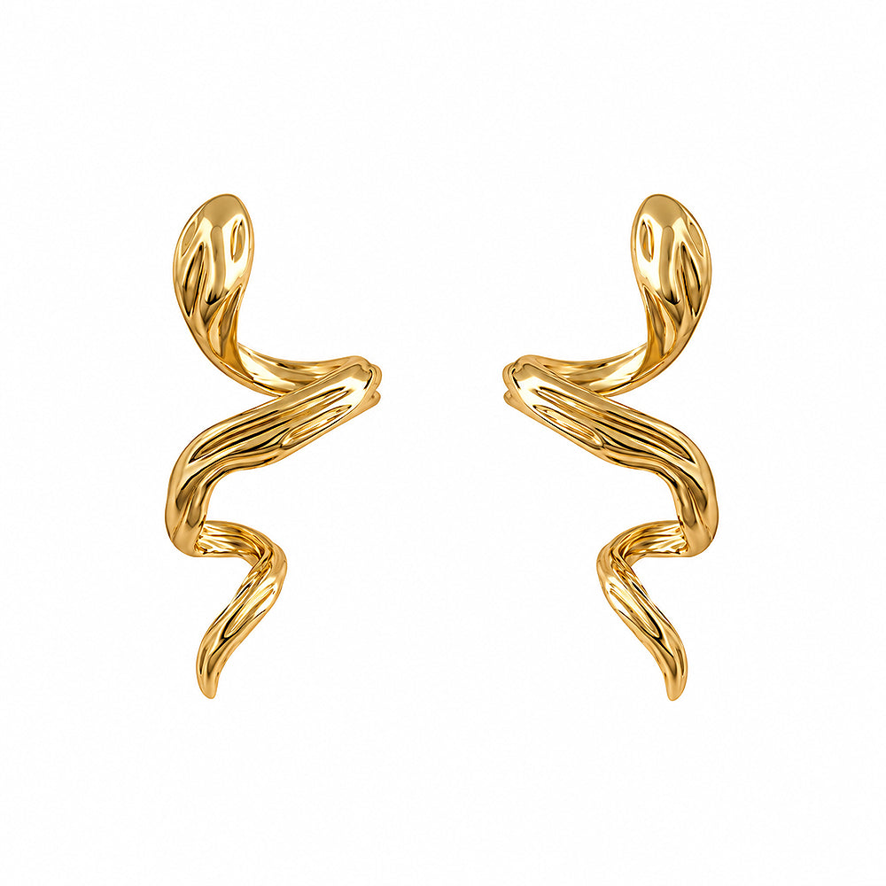 Shesha | Gold Snake Stud Earrings