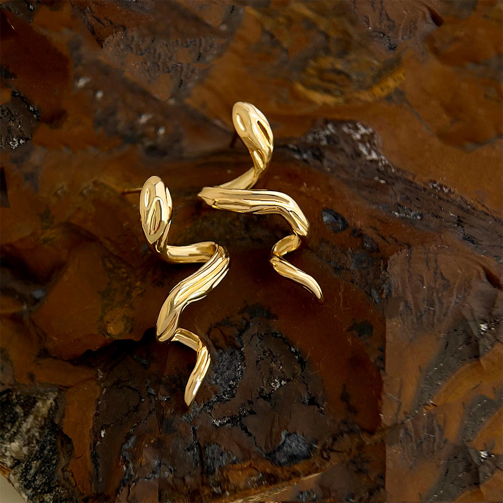 Shesha | Gold Snake Stud Earrings