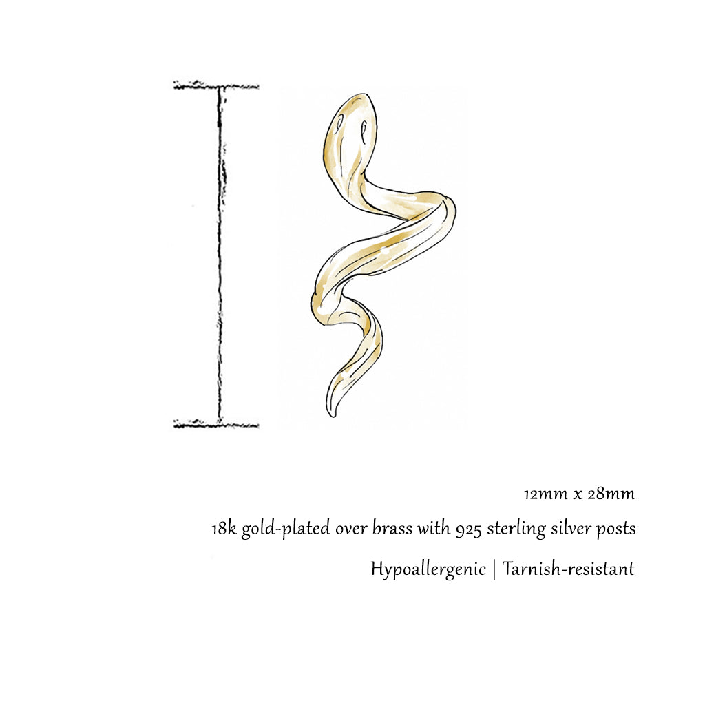 Shesha | Gold Snake Stud Earrings