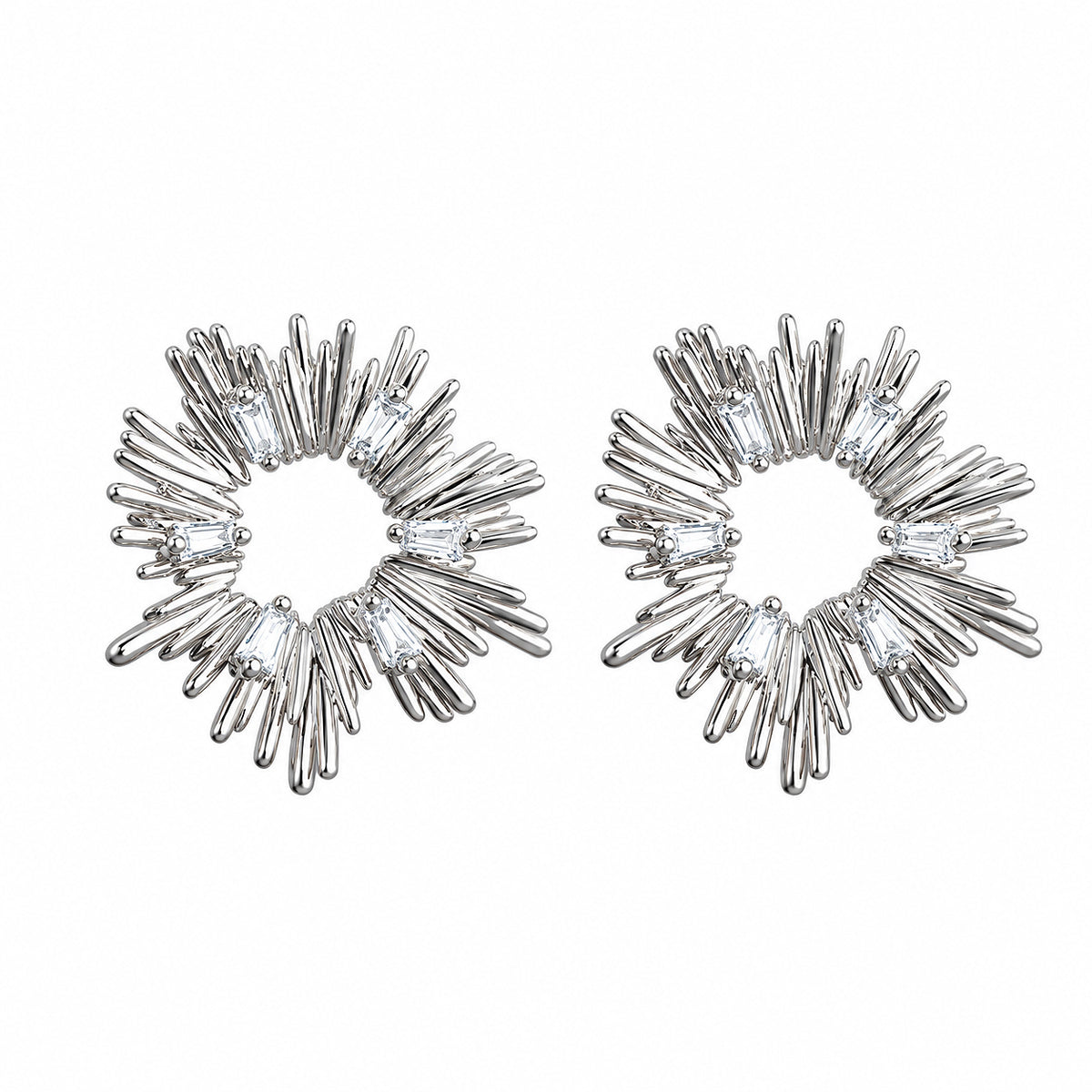 Helios | 18K Platinum Gold Plated Sunburst CZ Stud Earrings