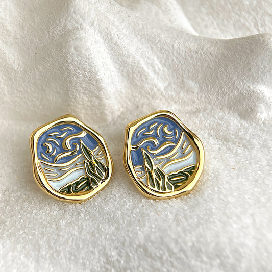 Nocturne | Van Gogh Starry Night Inspired Stud Earrings