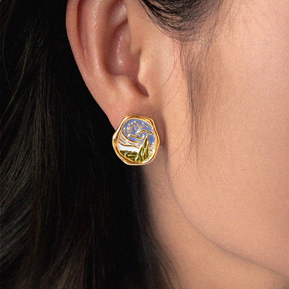 Nocturne | Van Gogh Starry Night Inspired Stud Earrings