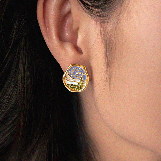 Nocturne | Van Gogh Starry Night Inspired Stud Earrings