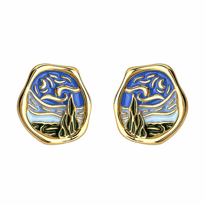Nocturne | Van Gogh Starry Night Inspired Stud Earrings