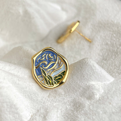 Nocturne | Van Gogh Starry Night Inspired Stud Earrings